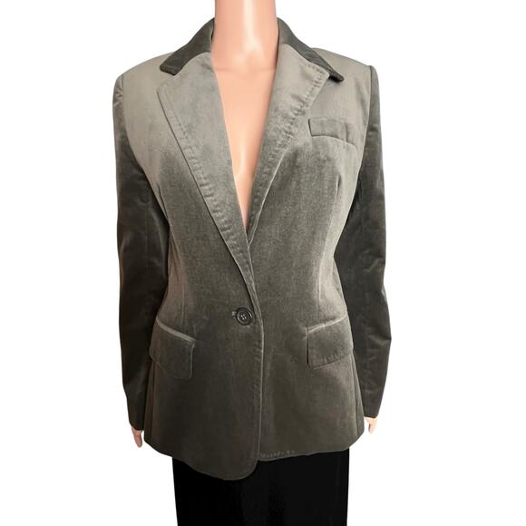 J. Crew Velvet Green Blazer 10 Career Business Academia Minimalist Preppy Luxe - Picture 1 of 9